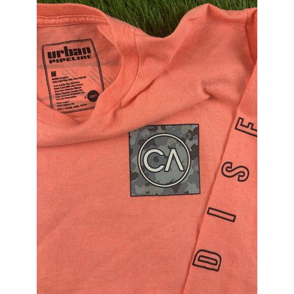 Urban Pipeline Paradise CA Graphic Long Sleeve Shirt Coral Men’s Medium - Picture 3 of 5